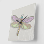 Lavender & Green Dragonfly Vierkante Klok (Hoek)