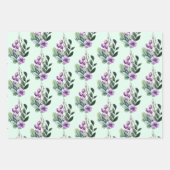 Lavender & Green Floral Hearts Personaliseer Naam Inpakpapier Vel (Voorkant 3)