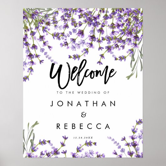 lavender greenery bruiloft welkom poster (Voorkant)