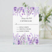 Lavender Greenery Floral Waterverf Formal Elegant RSVP Kaartje (Staand voorkant)
