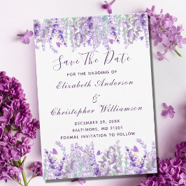 Lavender Greenery Floral Waterverf Formal Elegant Save The Date