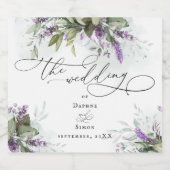 Lavender Greenery Modern Script Wedding Sparkling Wijnetiket (Enkel label)