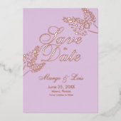 Lavender Greenery Save the Date Ppress Folie Uitnodiging (Voorkant)