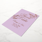Lavender Greenery Save the Date Ppress Folie Uitnodiging (Gedraaid)