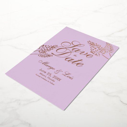 Lavender Greenery Save the Date Ppress Folie Uitnodiging (Gedraaid)
