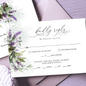 Lavender Greenery Script Wedding RSVP Reply Kaart