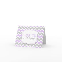 Lavender Grey Chevron Baby shower bedankbriefjes