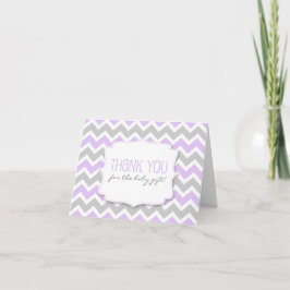 Lavender Grey Chevron Baby shower bedankbriefjes Bedankkaart