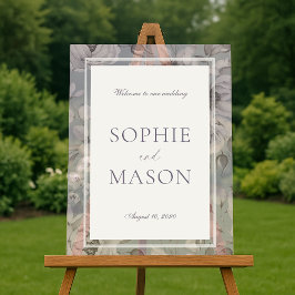 Lavender Grey Floral Acrylic Wedding Welcome Sign Acryl Bord
