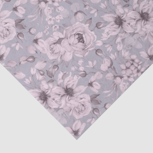 Lavender Grey Floral  Tissuepapier (Detail)