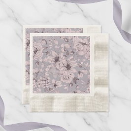 Lavender Grey Floral Watercolor Servet