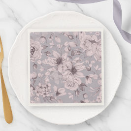 Lavender Grey Floral Watercolor Servet