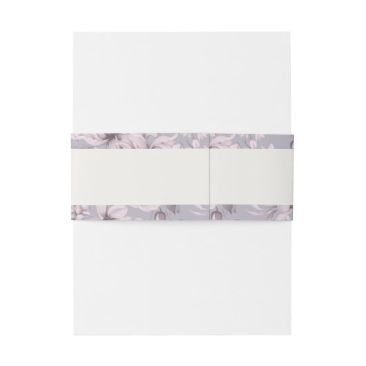 Lavender Grey Floral Wedding Belly Band Uitnodigingen Wikkel (Achterkant Voorbeeld)
