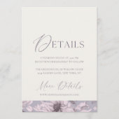 Lavender Grey Floral Wedding Details Card Kaart (Voorkant)