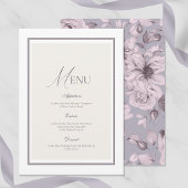Lavender Grey Floral Wedding Menu Card Kaart
