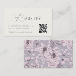 Lavender Grey Floral Wedding Registry Card  Informatiekaartje