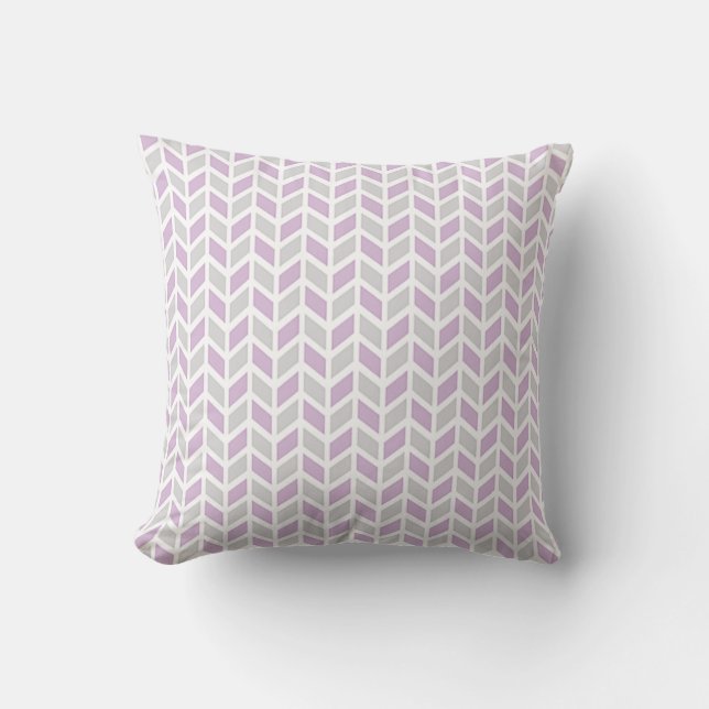 lavender, grijs en wit Chevron-patroon Kussen (Voorkant)