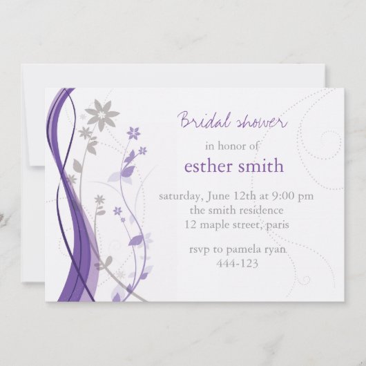 Lavender & grijze bloemcharm-uitnodiging kaart