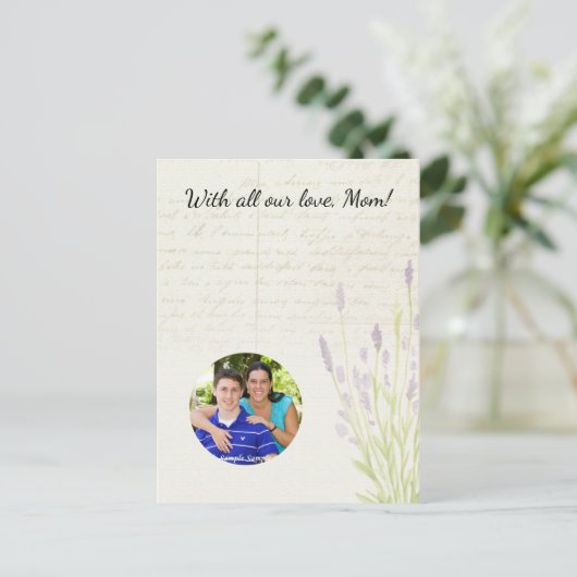 Lavender Groeiende  Moederdag voor handschrift Briefkaart (Staand voorkant)