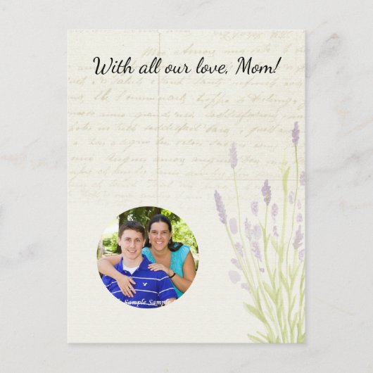 Lavender Groeiende  Moederdag voor handschrift Briefkaart (Voorkant)