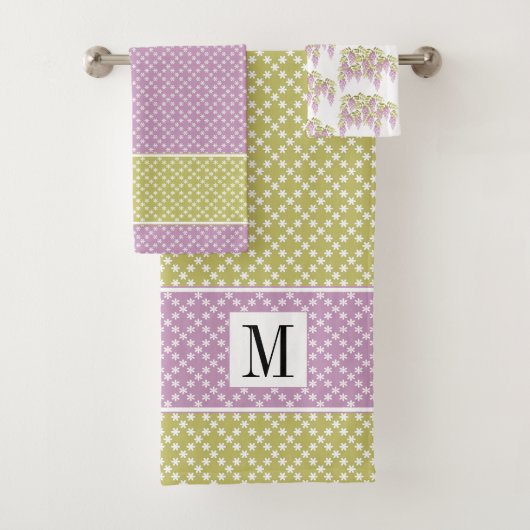 Lavender, groen patroon wisteria-handdoekje bad handdoek (Insitu)