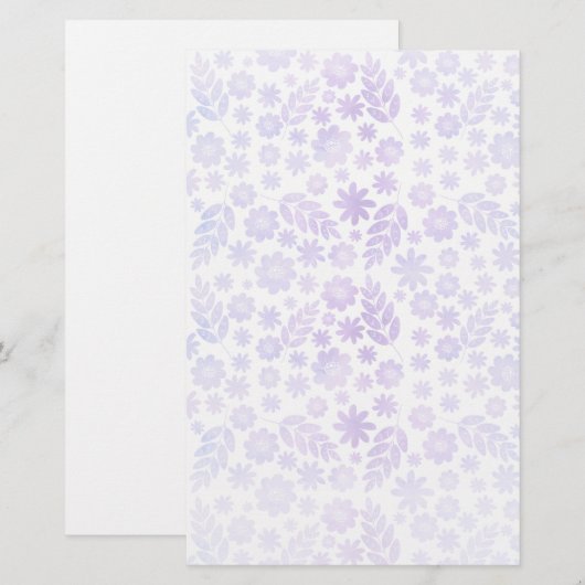 Lavender Hand Drawn Floral Pattern Briefpapier (Voorkant / Achterkant)
