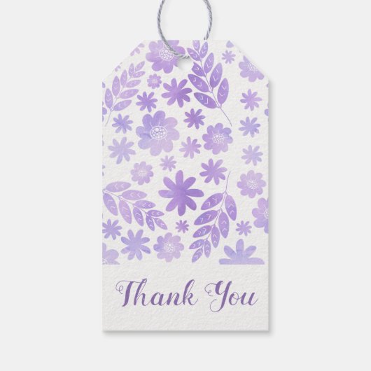 Lavender Hand Drawn Floral Pattern Cadeaulabel (Achterkant)