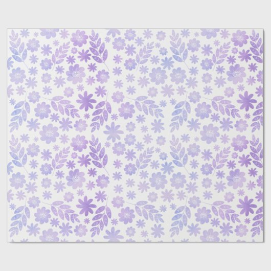 Lavender Hand Drawn Floral Pattern Cadeaupapier (Vlak)
