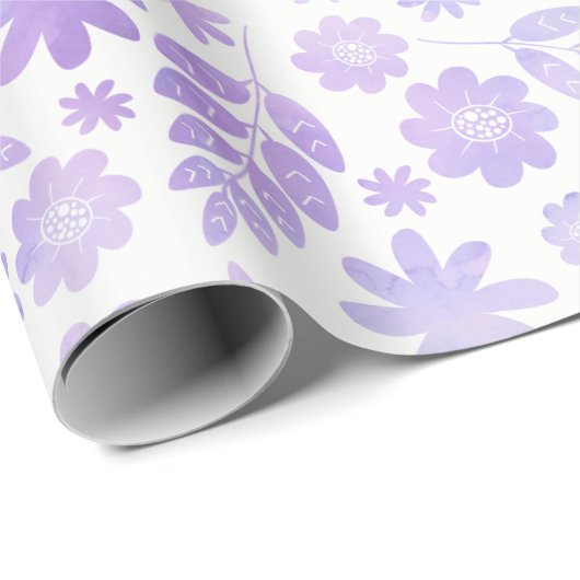 Lavender Hand Drawn Floral Pattern Cadeaupapier (Rol Hoek)