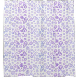 Lavender Hand Drawn Floral Pattern Douchegordijn