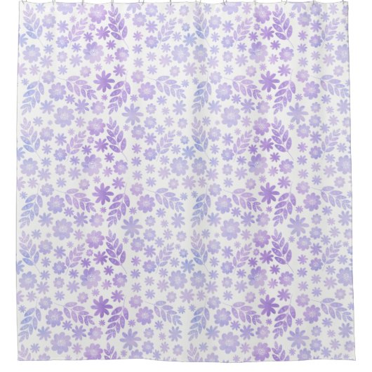 Lavender Hand Drawn Floral Pattern Douchegordijn (Voorkant)