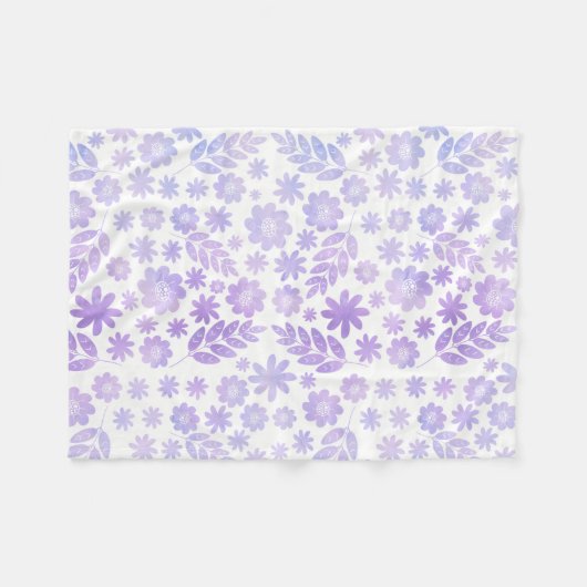 Lavender Hand Drawn Floral Pattern Fleece Deken (Voorkant (Horizontaal))