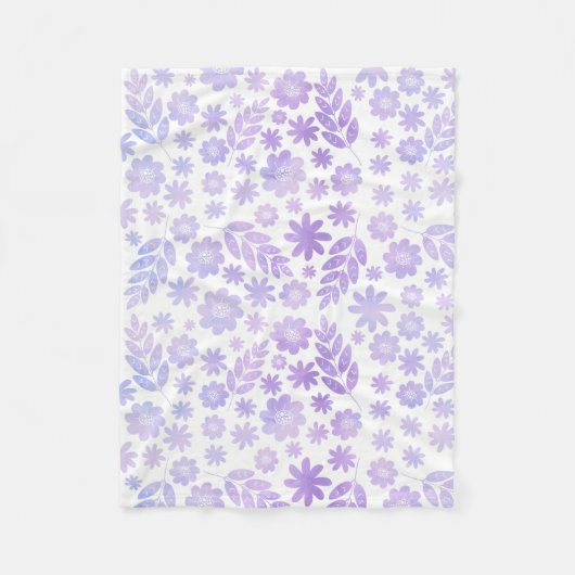 Lavender Hand Drawn Floral Pattern Fleece Deken (Voorkant)