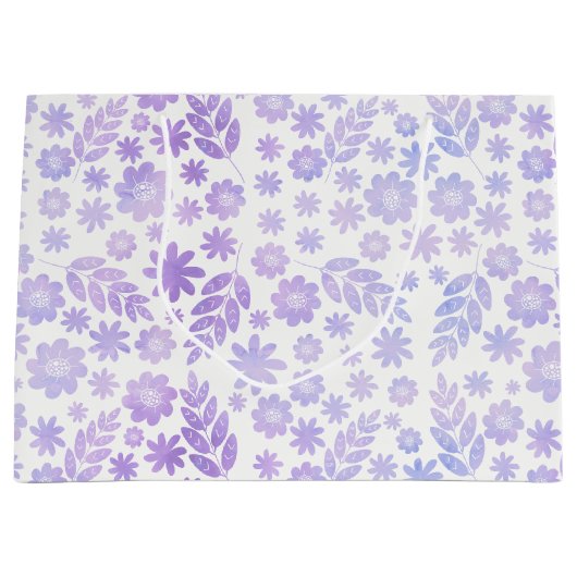 Lavender Hand Drawn Floral Pattern Groot Cadeauzakje (Voorkant)