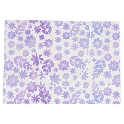 Lavender Hand Drawn Floral Pattern Groot Cadeauzakje (Achterkant)