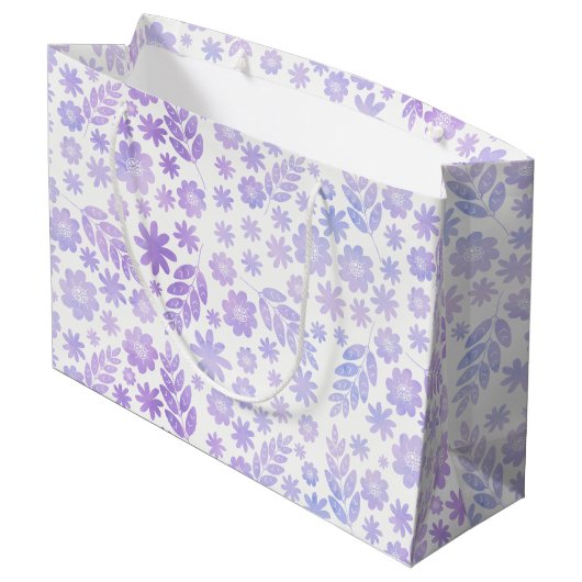 Lavender Hand Drawn Floral Pattern Groot Cadeauzakje (Achterkant Gekanteld)