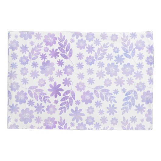 Lavender Hand Drawn Floral Pattern Kussensloop (Achterkant-Links)