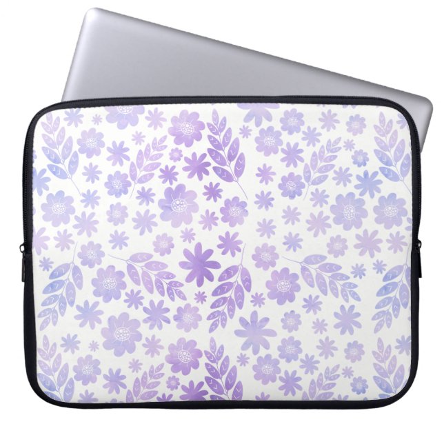 Lavender Hand Drawn Floral Pattern Laptop Sleeve (Voorkant)