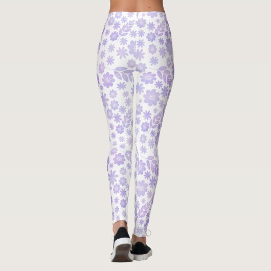 Lavender Hand Drawn Floral Pattern Leggings (Achterkant)