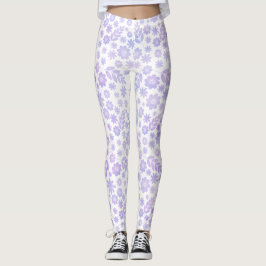 Lavender Hand Drawn Floral Pattern Leggings