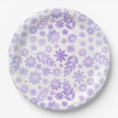 Lavender Hand Drawn Floral Pattern Papieren Bordje (Voorkant)