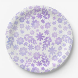 Lavender Hand Drawn Floral Pattern Papieren Bordje