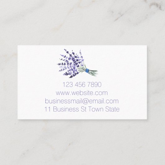 Lavender Handmade Natural Bath Beauty and Spa Visitekaartje (Achterkant)