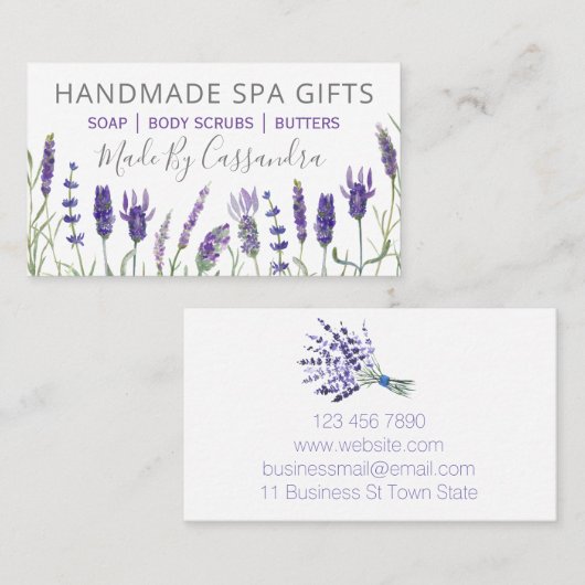 Lavender Handmade Natural Bath Beauty and Spa Visitekaartje (Voorkant / Achterkant)
