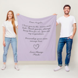 Lavender Handwrite Love Letter of message Fleece Deken