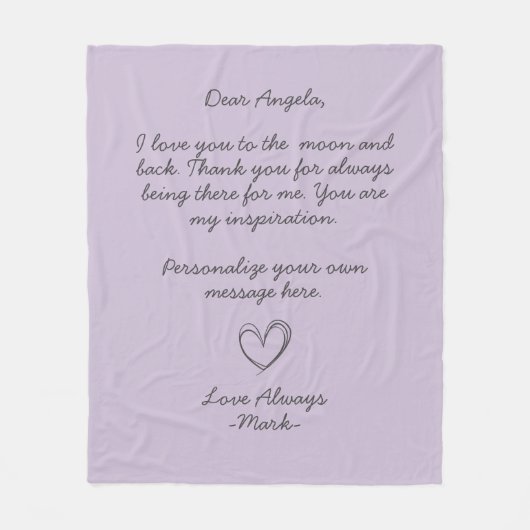 Lavender Handwrite Love Letter of message Fleece Deken (Voorkant)