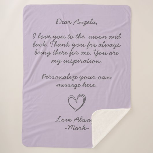 Lavender Handwrite Love Letter of message Sherpa Deken (Voorkant)