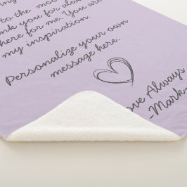 Lavender Handwrite Love Letter of message Sherpa Deken