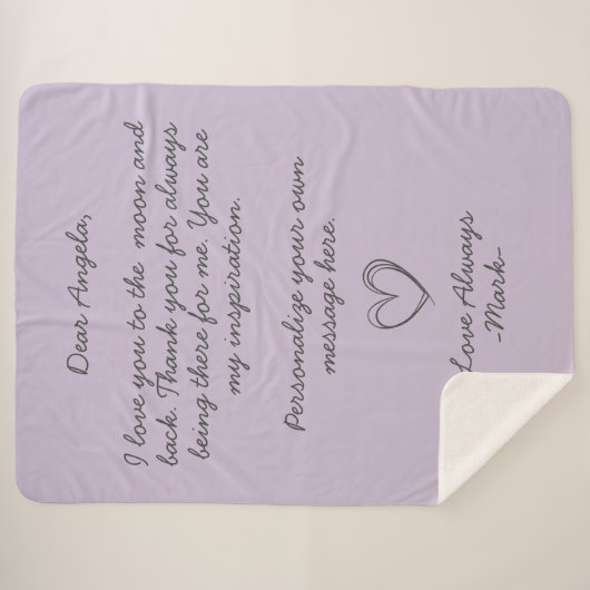 Lavender Handwrite Love Letter of message Sherpa Deken (Voorkant (horizontaal))