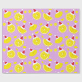 Lavender Happy Lemons Santa Hats Pattern Cadeaupapier (Vlak)